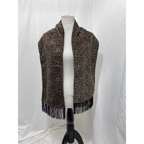 Woman’s Polartec Scarf Neckworks Black Cheetah Print 60 Inch X 10.5 Inch - Picture 2 of 7